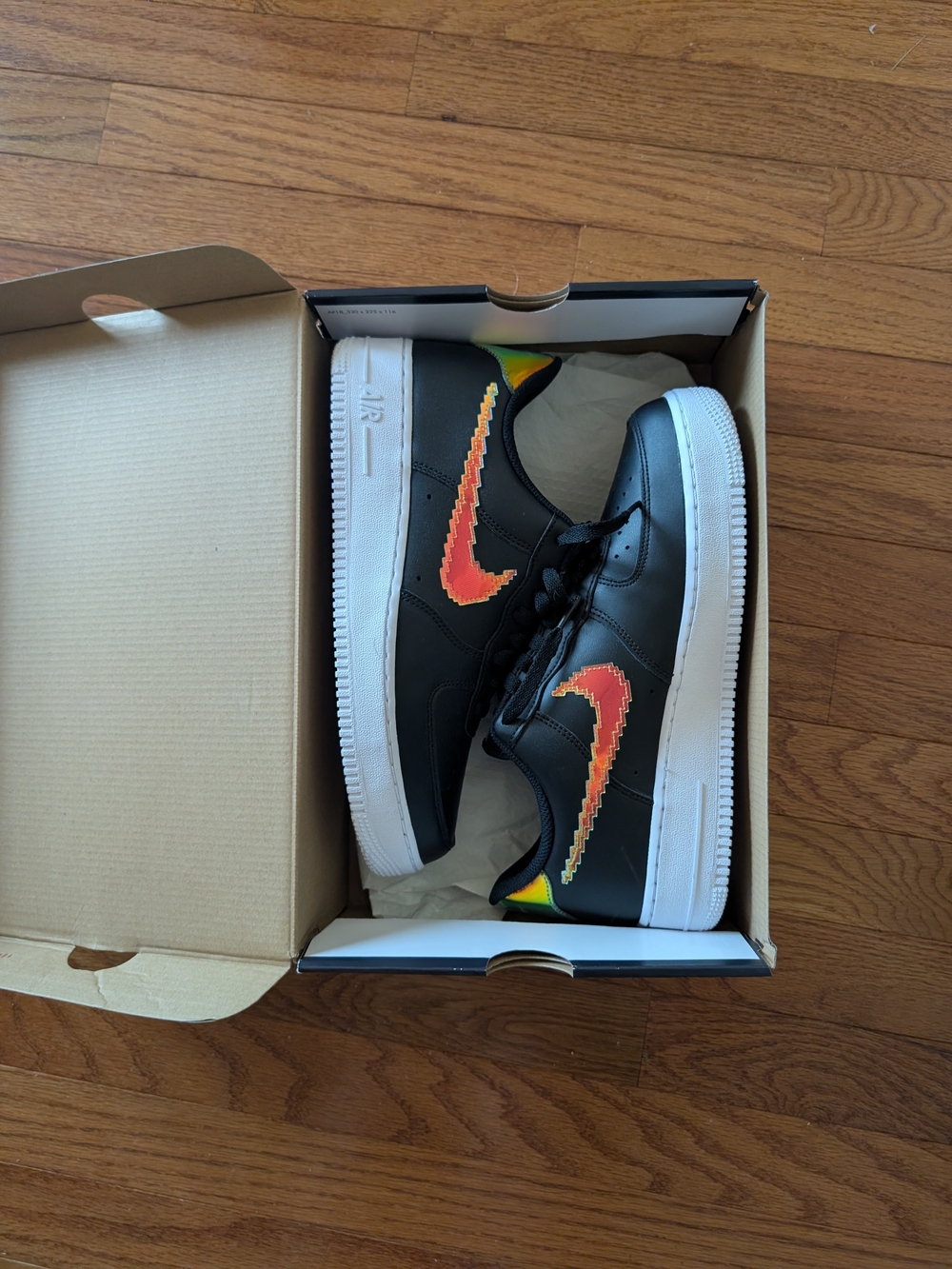 Nike Air Force 1 Low '07 LV8 Iridescent Pixel Swoosh Black Men's Size 9.5